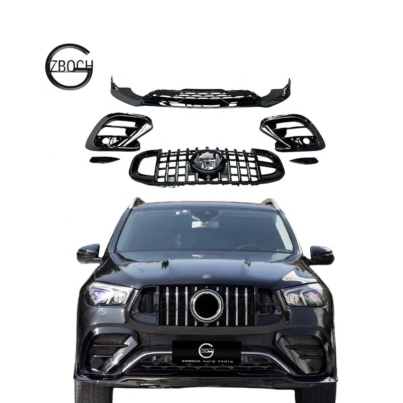 W167 GLE B Kit for 2020+ Mercedes-Benz W167 V167 GLE63 AMG Gloss Black Front Lip Bra Bus Car Grill Fog Grill